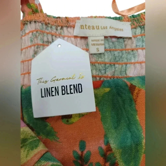 Monteau NWT Midi Coral and Green Sleeveless Linen Blend Dress Size Small - Picture 9 of 10